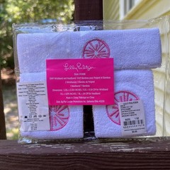 Lilly Pulitzer White/Pink Casual Activewear Set Wristbands:2 Headband:1|1 Size