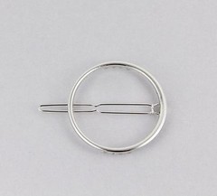 Silver circle barrette outline shape metal hair clip barrette shiny clip round