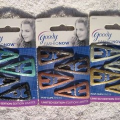 4 Goody Fashionow Triangle Glittery Epoxy Covered Metal Hair Snap Clips Glitter