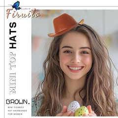 Cowgirl Hat Headband Mini Cowboy Hat Headbands Western Cowboy One Size Brown
