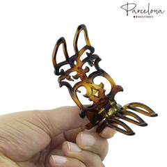 Parcelona French Intricate Celluloid Small Shell 1 Count (Pack of 1), Brown