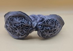 Women’s Gray Crochet Bow Headband Ear Warmer Turban Hair Band Knitted, EUC
