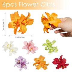 6 Colors Artificial Flower Hair Clips, Bohemian Flower Hairpin Hawaiian Hairpin