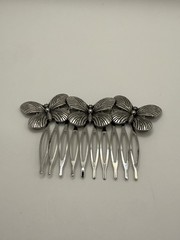 Vintage Elegant Silver Tone Butterfly Hair Side Comb Updo Formal Casual Quality