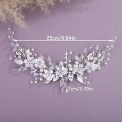 Flower Bride Wedding Hair Vine Leaf Crystal Pearl Teardrop Rhinestone Headband