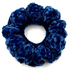 Regal Blue Crochet Velvet Scrunchies, Durable, Soft Polyester