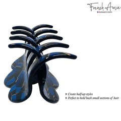French Amie Crown Wave Medium 3” Celluloid Handmade Interlocking Hair Claw