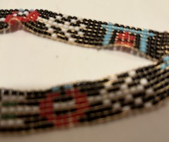 SEED BEADED HEADBAND Lg 21” Stretch x .5” Wide Multicolor Bird Handmade Design