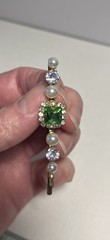 Rhinestones and Faux Pearls Barrettes/Hair Clips Emerald Green Set of 3 Cocktail
