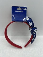 Blue/White Star Bow Tie Headbands (9x) Hair Accessories Patriotic Red White Blue