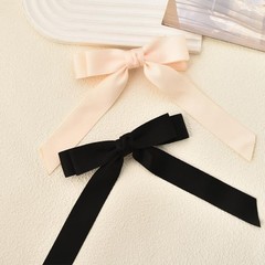 Ribbon Hair Bow Clips for Women and Girls – Black 1 Count (Pack of 2), black