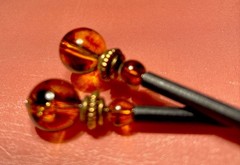 Vintage Hair Sticks 6.5” Tortoise Shell Colors Black Stick Brass
