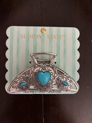 NWT Sunday State Silver and Turquoise Hair Claw Clip