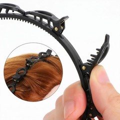 Hpmjz 2 Pcs Headband with Clips Bangs Hairstyle 1 Count (Pack of 2), Black