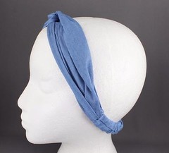 Lt Blue denim chambray headband fabric turban twist stretch 1.75″ wide turband