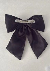 Large Black Hair Bow Clip with Satin Ribbon Hair Barrette Women Hair Accessories