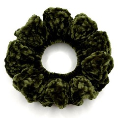 Green Crochet Velvet Scrunchies, Durable, Soft Polyester