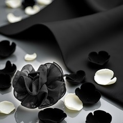 Black Large Chiffon Claw Clip Hair Bow Large Size Black Fabric Ribbon Flower …