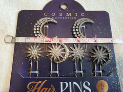 Cosmic Connection Celestial Bling 6 Hair Pin Set Stars Moons Eclipse Bridal Gift