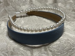 Blue Solid & Faux Pearl Headband Casual Elegant Hairband Hair Accessory Set Of 2