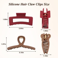4 PCS Cloud Claw Clips for Women, Unsnappable 1 Count (Pack of 4), Red&Brown
