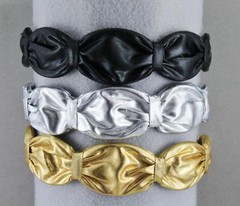 shiny gold lamé headband 1.5″ wide faux leather headband hair band accessory