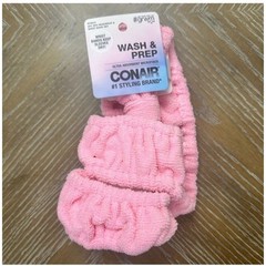 Conair Wash & Prep 3pc Spa Headwrap & Wrist Band Set – Pink