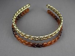 Brown Gold set pack of 2 chain link plastic headband hair band accessory