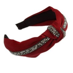 Ox Blood Fabric Flex Headband With Grey Diamante Strip Hair Accessory