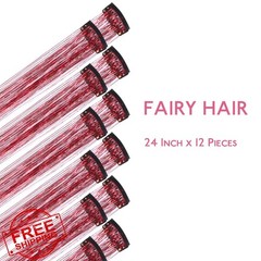 Wennalife Red 24 Inch 12 Clips Hair Tinsel Kit