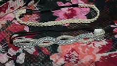 2 Elastic Faux Pearl Beaded And Gemstone Braided Head Bands