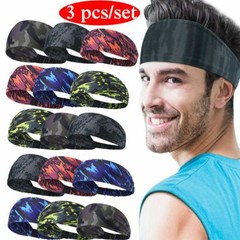 3PCS Unisex Sweat Sweatband Headband Yoga Gym Running Stretch Sports Head Band