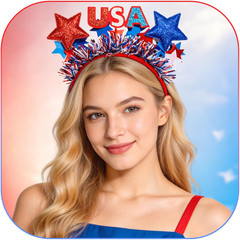 4Th of July Stars Headband Patriotic Independence Day Headpiece Red White Blue U
