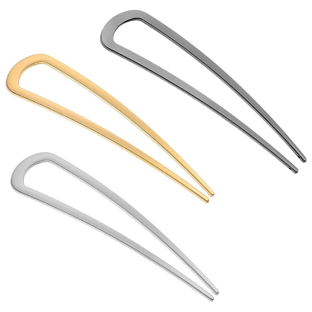 3PCS Metal French Hair Pin-5.5″, Elegant & Durable U Shaped Hair Pins for Wom…