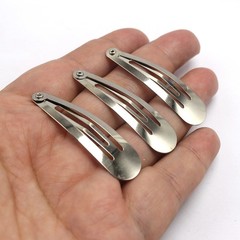 Craft DIY Silver Tone Snap Hair Clips – 31/38/48mm Baby Bow Clips for Girls