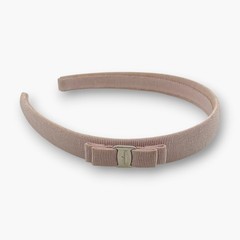 Salvatore Ferragamo Vara Bow Headband Grossgrain Pink Silver Hardware Italy