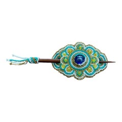 Handmade Guatemalan Beaded Hair Accessory Barrette Clip w/ Wooden Stick Gift