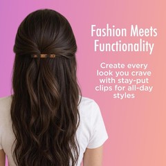 Stay Tight Hair Barrettes, 4 Ct, Mock Tort, SlideProof Flat Clips, Comfortable
