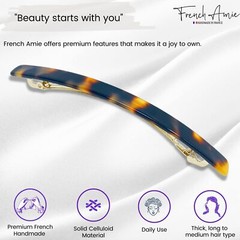 French Amie Long and Skinny Bar Large 4 1/4″ Celluloid Handmade Hair Clip