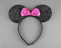 Black sparkle minnie mouse ears headband ear hair band costume mickey sparkly