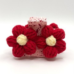 Red & Yellow Sunflower Crochet Flower Claw Clip, Small, Hair Accessories