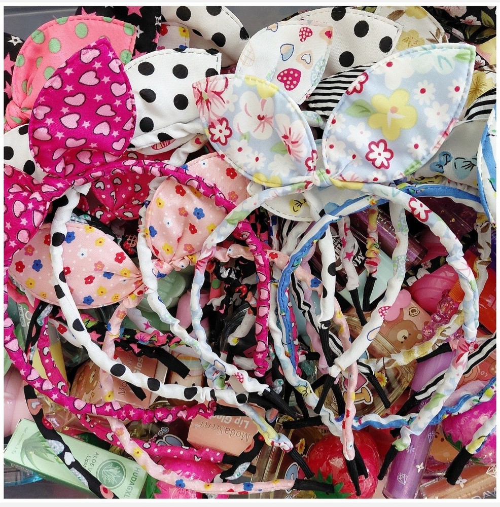 MASSIVE LOT (150 PCS) Hair Accessories Headbands Lipgloss Balm Tint Blush Party
