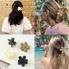 Flower Hair Clips, 8PCS Large Claw Clips for Women Thick Color C:Neutral Color
