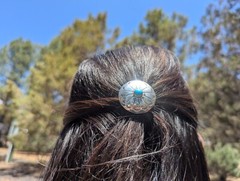 Native American Hair Accessory Elastic Tie Navajo Turquoise Handmade