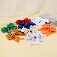 Large 7 Inch Christmas Red Glitter Bow Clip Sequin Bling Party Hair Accessories
