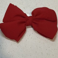 Red Blue Solid Bow Hair Clips Fabric Metal 2pc Set for Women All Hair Types