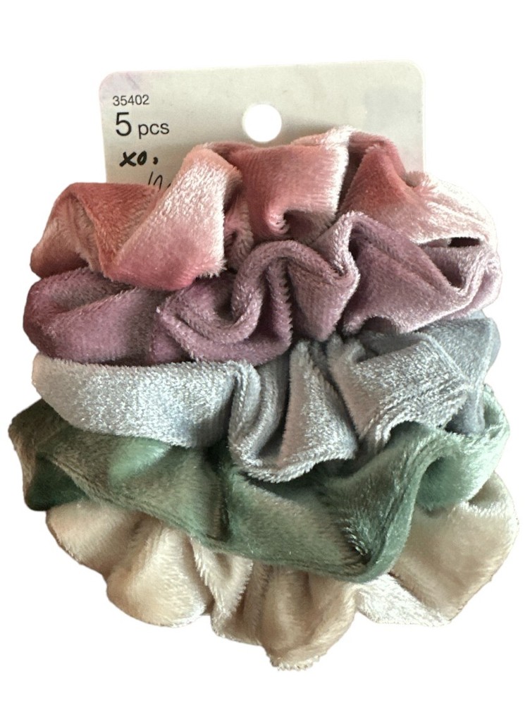 MORGAN Simianer xo SCUNCI Set of 5 Scrunchies Soft Velour Pastel Colors
