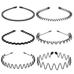 6Pcs Metal Hair Headband Wave Style Hoop Band Sports Hairband for Men Women