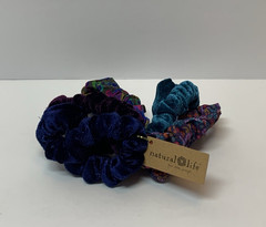 Natural Life Hair Scrunchie Set of 5 ~ Velvet & Print Multicolor Floral NEW