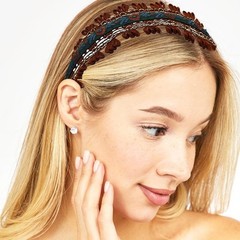 2 Pack Embroidered Headbands for , Wide Non-Slip Boho Floral Hair Hoops, Ethn…